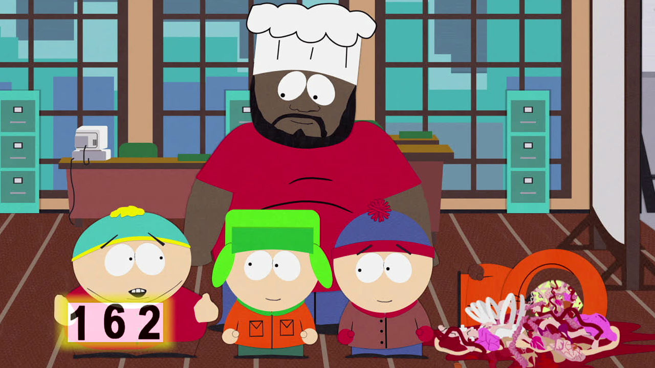 South Park,Cartman Gets an Anal Probe ,Weight Gain 4000 ,Volcano ,Big Gay Al's Big Gay Boat Ride ,An Elephant Makes Love to a Pig ,Death ,Pinkeye ,Starvin' Marvin ,Mr. Hankey, the Christmas Poo ,Damien ,Tom's Rhinoplasty ,Mecha-Streisand ,Cartman's Mom is a Dirty Slut ,Terrance & Phillip in 