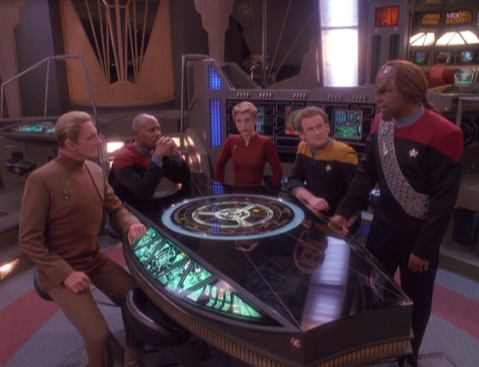 Startrek Deep Space Nine photos,Emissary, Part I ,Emissary, Part II ,Past Prologue ,A Man Alone ,Babel ,Captive Pursuit ,Q-Less ,Dax ,The Passenger ,Move Along Home ,The Nagus ,Vortex ,Battle Lines ,The Storyteller ,Progress ,If Wishes Were Horses ,The Forsaken ,Dramatis Personae ,Duet ,In the Hands of the Prophets ,The Homecoming ,The Circle ,The Siege ,Invasive Procedures ,Cardassians ,Melora ,Rules of Acquisition ,Necessary Evil ,Second Sight ,Sanctuary ,Rivals ,The Alternate ,Armageddon Game ,Whispers ,Paradise ,Shadowplay ,Playing God ,Profit and Loss ,Blood Oath ,The Maquis, Part I ,The Maquis, Part II ,The Wire ,Crossover ,The Collaborator ,Tribunal ,The Jem'Hadar ,The Search, Part I ,The Search, Part II ,The House of Quark ,Equilibrium ,Second Skin ,The Abandoned ,Civil Defense ,Meridian ,Defiant ,Fascination ,Past Tense, Part I ,Past Tense, Part II ,Life Support ,Heart of Stone ,Destiny ,Prophet Motive ,Visionary ,Distant Voices ,Through the Looking Glass ,Improbable Cause ,The Die Is Cast ,Explorers ,Family Business ,Shakaar ,Facets ,The Adversary ,The Way of the Warrior, Part I ,The Way of the Warrior, Part II ,The Visitor ,Hippocratic Oath ,Indiscretion ,Rejoined ,Starship Down ,Little Green Men ,The Sword of Kahless ,Our Man Bashir ,Homefront ,Paradise Lost ,Crossfire ,Return to Grace ,Sons of Mogh ,Bar Association ,Accession ,Rules of Engagement ,Hard Time ,Shattered Mirror ,The Muse ,For the Cause ,To the Death ,The Quickening ,Body Parts ,Broken Link ,Apocalypse Rising ,The Ship ,Looking for par'Mach in All the Wrong Places ,...Nor the Battle to the Strong ,The Assignment ,Trials and Tribble-ations ,Let He Who Is Without Sin... ,Things Past ,The Ascent ,Rapture ,The Darkness and the Light ,The Begotten ,For the Uniform ,In Purgatory's Shadow ,By Inferno's Light ,Doctor Bashir, I Presume? ,A Simple Investigation ,Business as Usual ,Ties of Blood and Water ,Ferengi Love Songs ,Soldiers of the Empire ,Children of Time ,Blaze of Glory ,Empok Nor ,In the Cards ,Call to Arms ,A Time to Stand ,Rocks and Shoals ,Sons and Daughters ,Behind the Lines ,Favor the Bold ,Sacrifice of Angels ,You Are Cordially Invited... ,Resurrection ,Statistical Probabilities ,The Magnificent Ferengi ,Waltz ,Who Mourns for Morn? ,Far Beyond the Stars ,One Little Ship ,Honor Among Thieves ,Change of Heart ,Wrongs Darker than Death or Night ,Inquisition ,In the Pale Moonlight ,His Way ,The Reckoning ,Valiant ,Profit and Lace ,Time's Orphan ,The Sound of Her Voice ,Tears of the Prophets ,Image in the Sand ,Shadows and Symbols ,Afterimage ,Take Me Out to the Holosuite ,Chrysalis ,Treachery, Faith, and the Great River ,Once More Unto the Breach ,The Siege of AR-558 ,Covenant ,It's Only a Paper Moon ,Prodigal Daughter ,The Emperor's New Cloak ,Field of Fire ,Chimera ,Badda-Bing Badda-Bang ,Inter Arma Enim Silent Leges ,Penumbra ,'Til Death Do Us Part ,Strange Bedfellows ,The Changing Face of Evil  ,When It Rains... ,Tacking Into the Wind ,Extreme Measures ,The Dogs of War ,What You Leave Behind, Part I ,What You Leave Behind, Part II ,Doctor Bashir, I Presume ,You Are Cordially Invited ,Treachery, Faith and the Great River ,Badda-Bing, Badda-Bang 